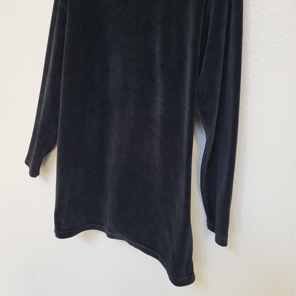 Vintage Velour Top 90s Jones Wear Womens Medium Black Long Sleeve Oversize - Picture 8 of 10